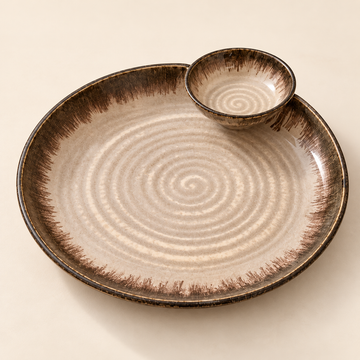 Mocha Platter Dip Bowl Set
